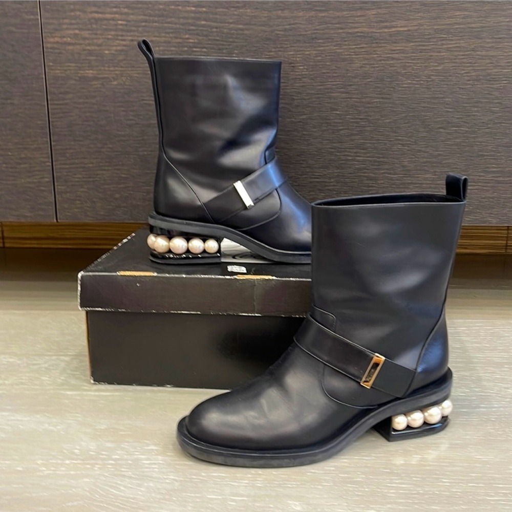 Nicholas Kirkwood leather biker boots